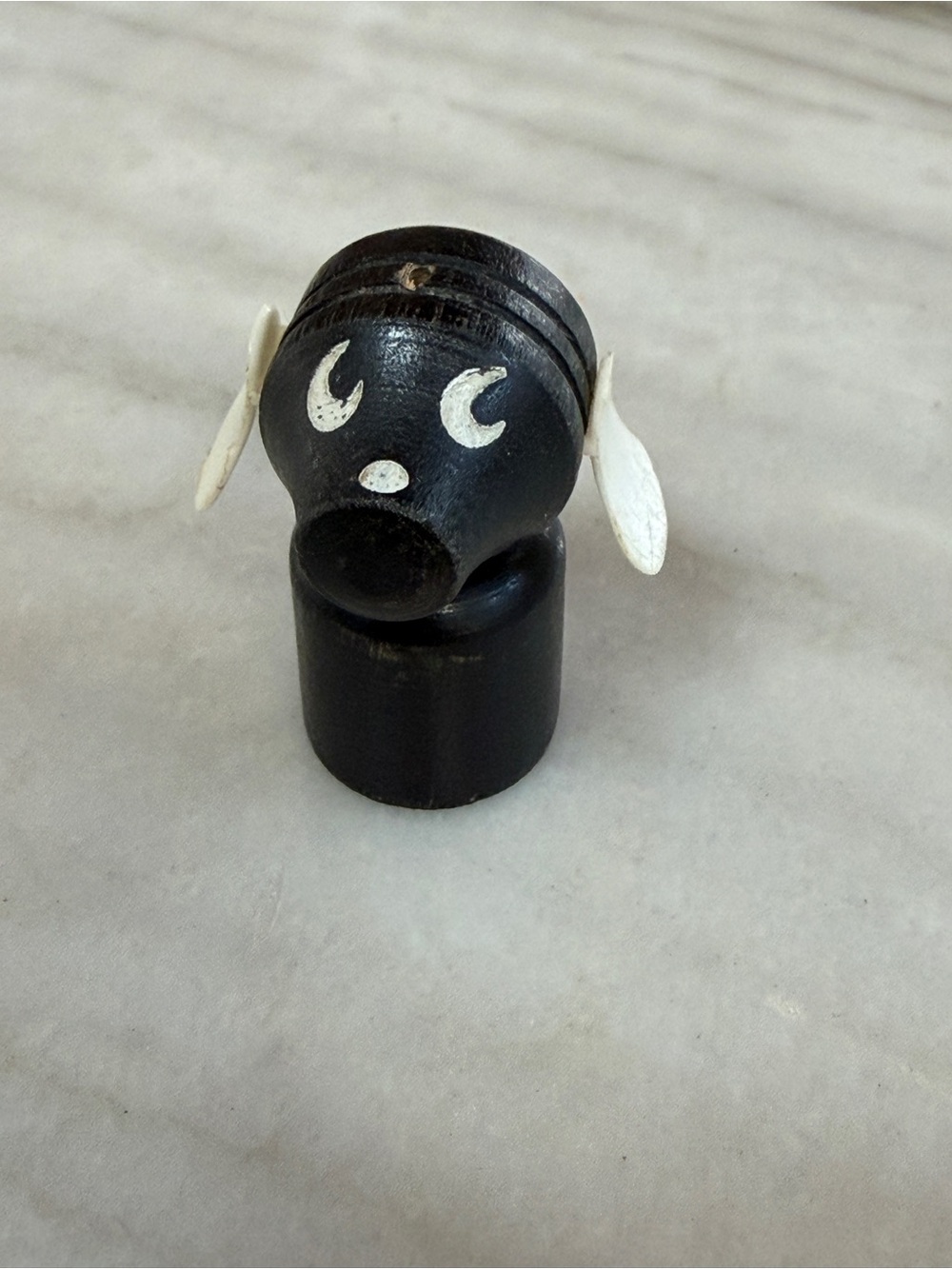 Vtg Fisher Price Rare Black Wooden Dog Figurine with White Accents